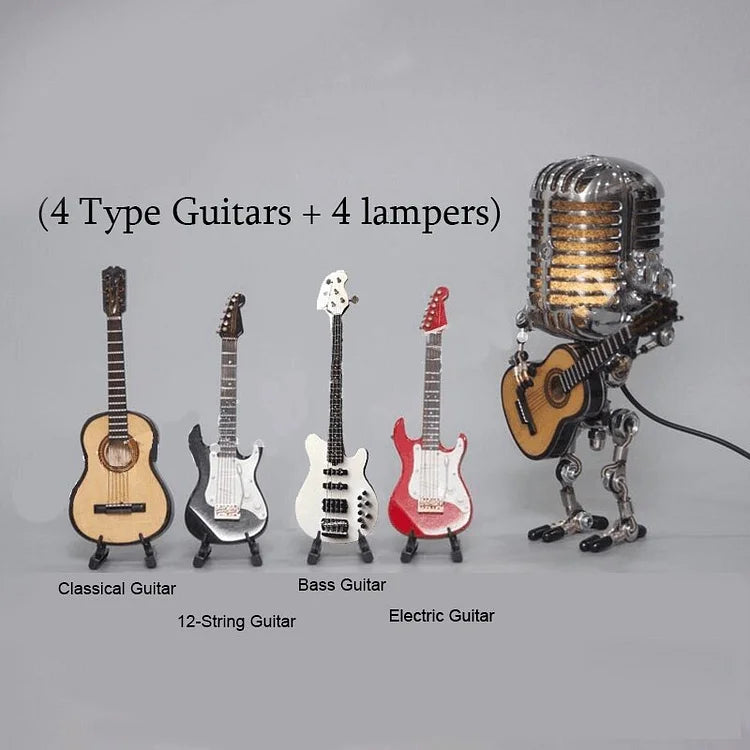 Vintage Microphone Robot Lamp