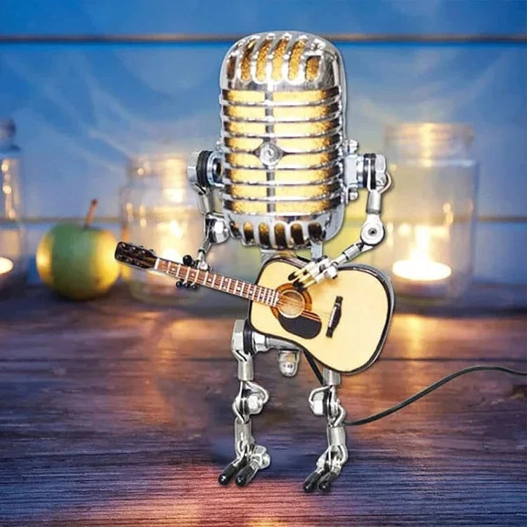 Vintage Microphone Robot Lamp