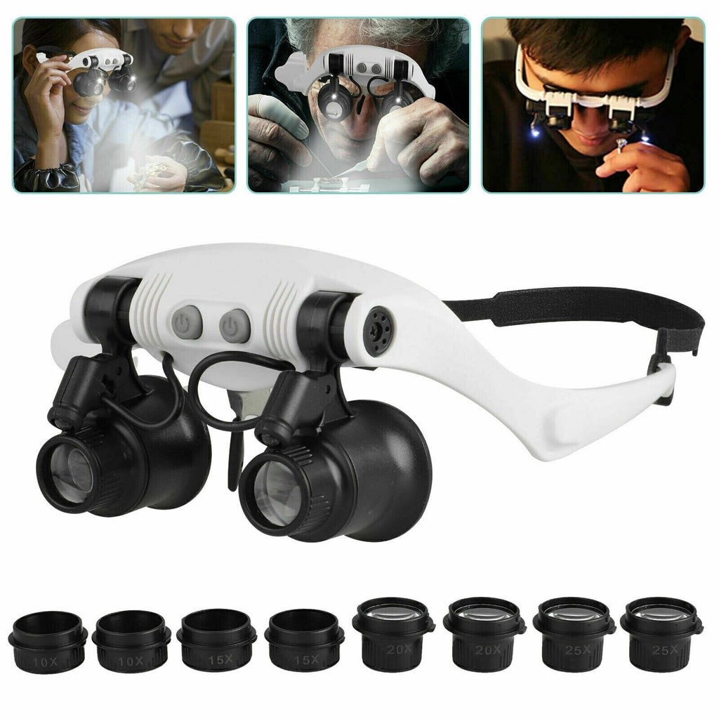 8-Lens LED Headband Magnifier