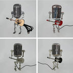 Vintage Microphone Robot Lamp