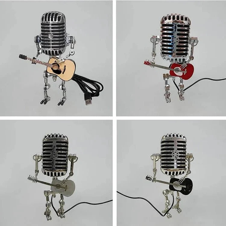 Vintage Microphone Robot Lamp