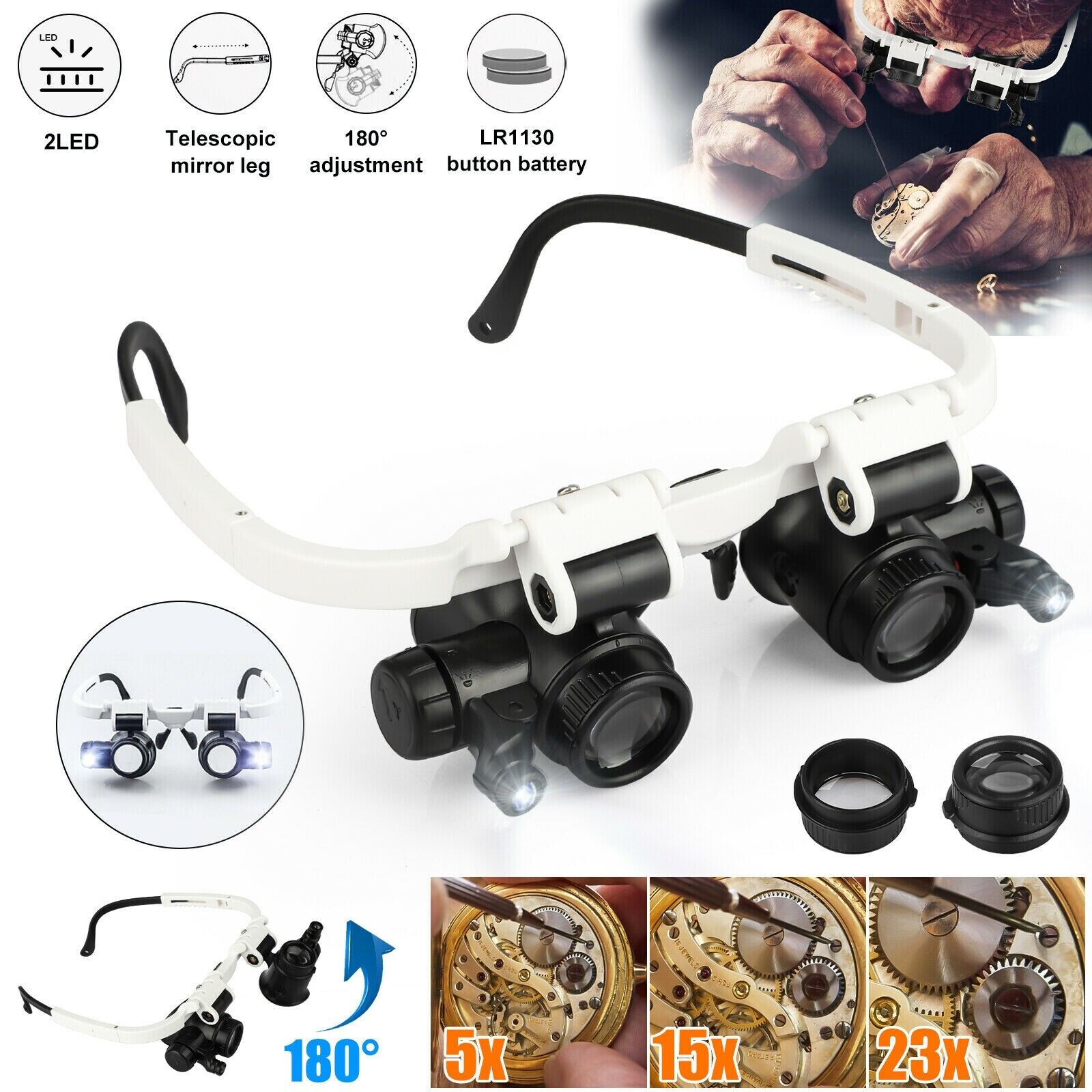 8-Lens LED Headband Magnifier