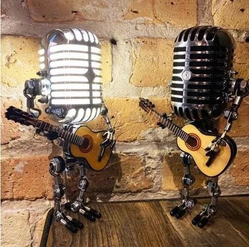 Vintage Microphone Robot Lamp