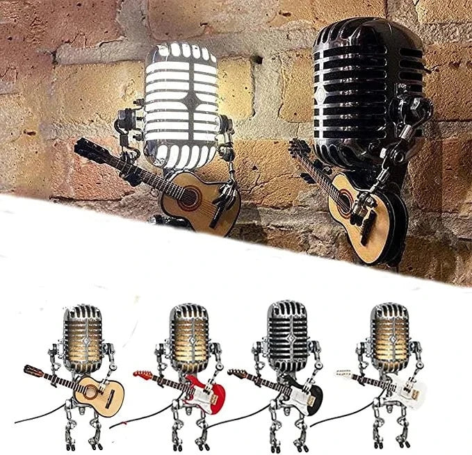 Vintage Microphone Robot Lamp