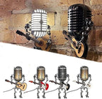 Vintage Microphone Robot Lamp