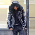 Sheepskin Leather Hooded Jacket