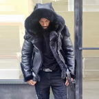 Sheepskin Leather Hooded Jacket
