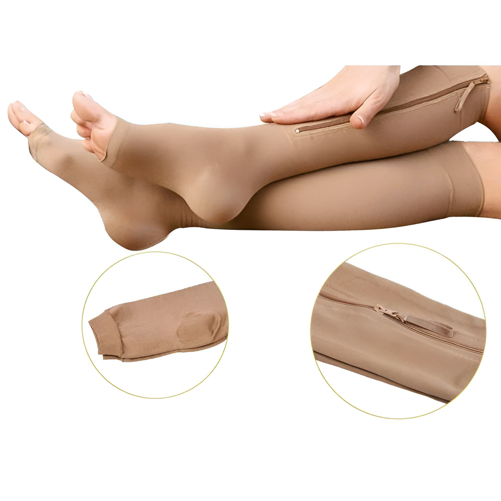 Zippered Compression Socks, 20-30 mmHg