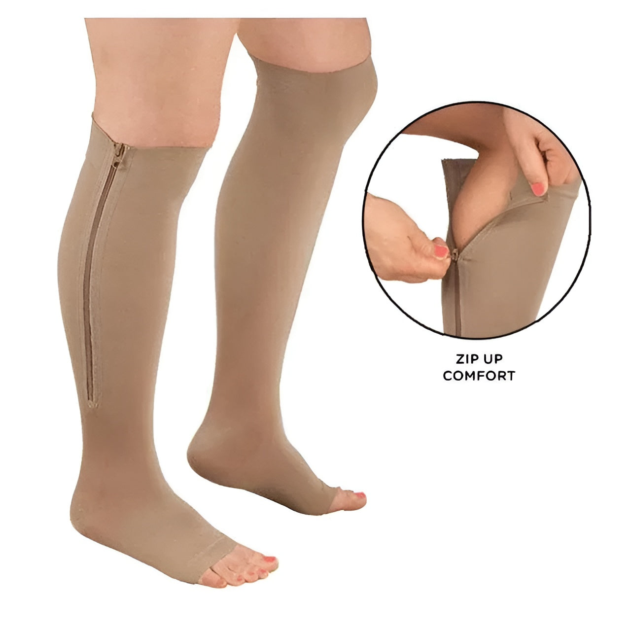 Zippered Compression Socks, 20-30 mmHg