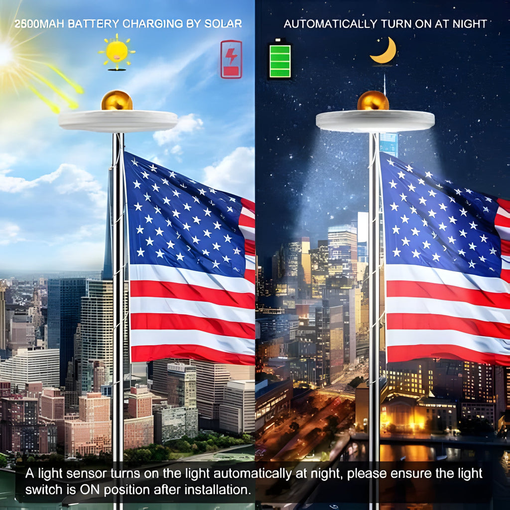 Solar Powered Flagpole Light