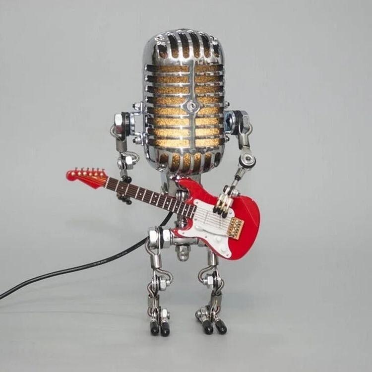 Vintage Microphone Robot Lamp
