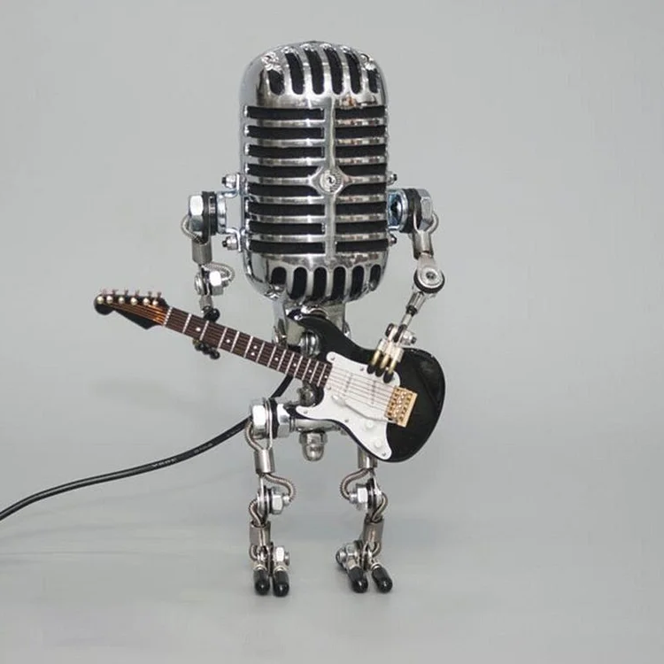 Vintage Microphone Robot Lamp