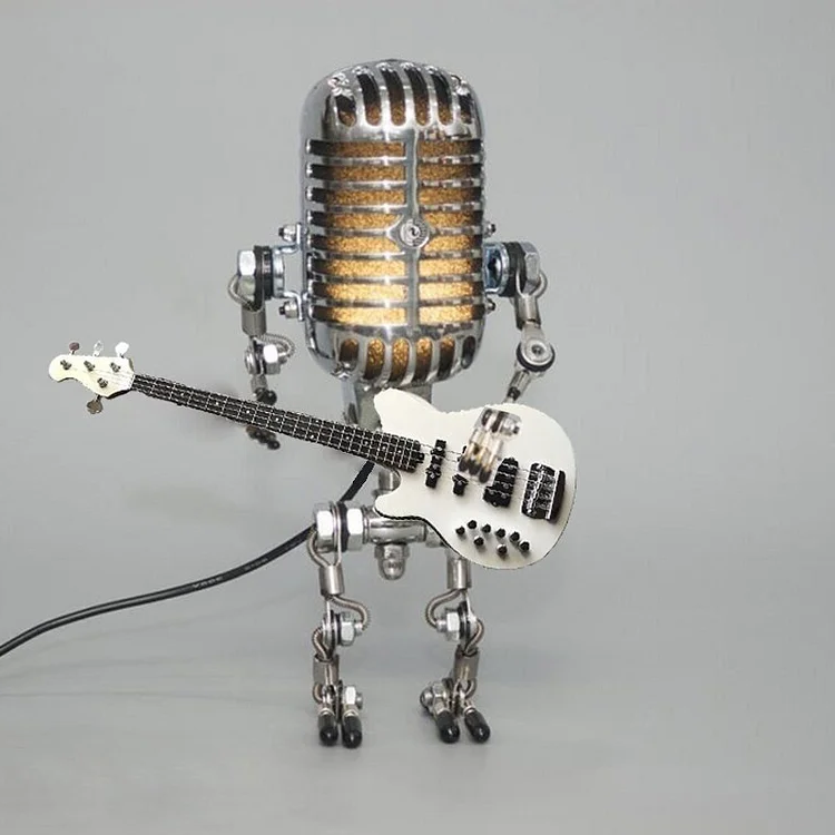 Vintage Microphone Robot Lamp