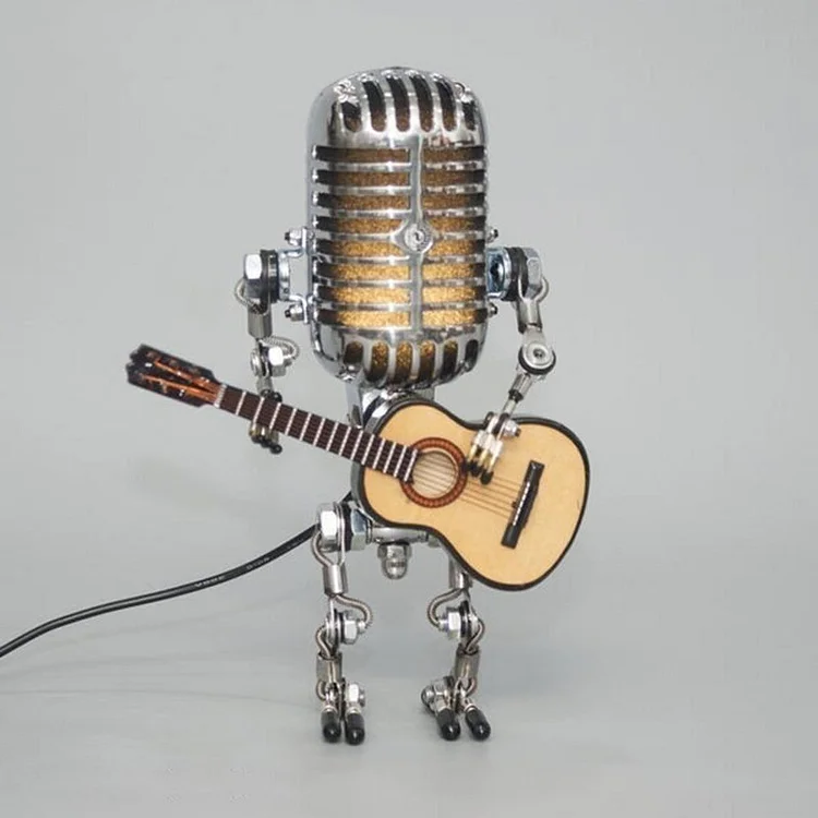 Vintage Microphone Robot Lamp