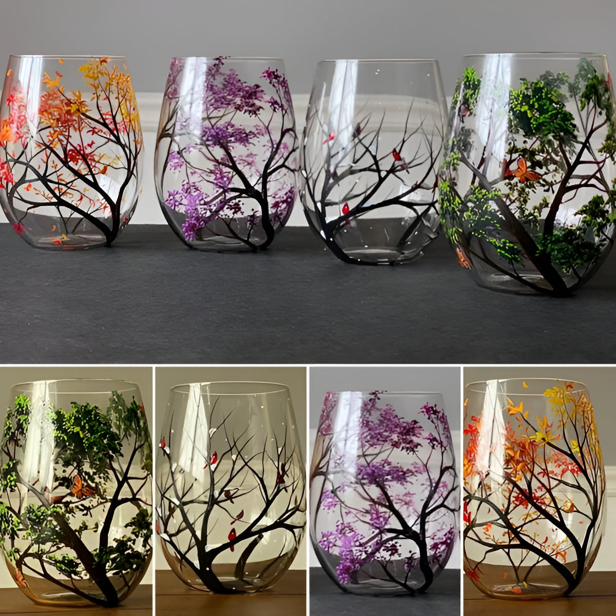 Four Seasons Tree Wine Glasses