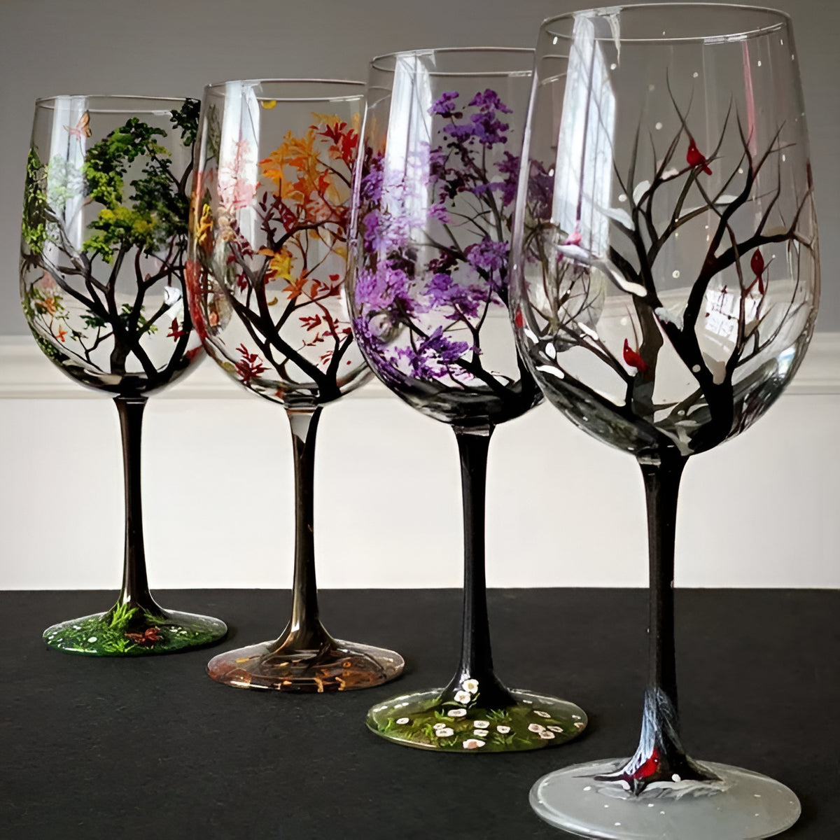 Four Seasons Tree Wine Glasses